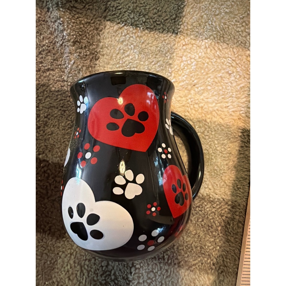 Temp-tations by Tara Paw Print Hearts Ceramic Mug 16oz